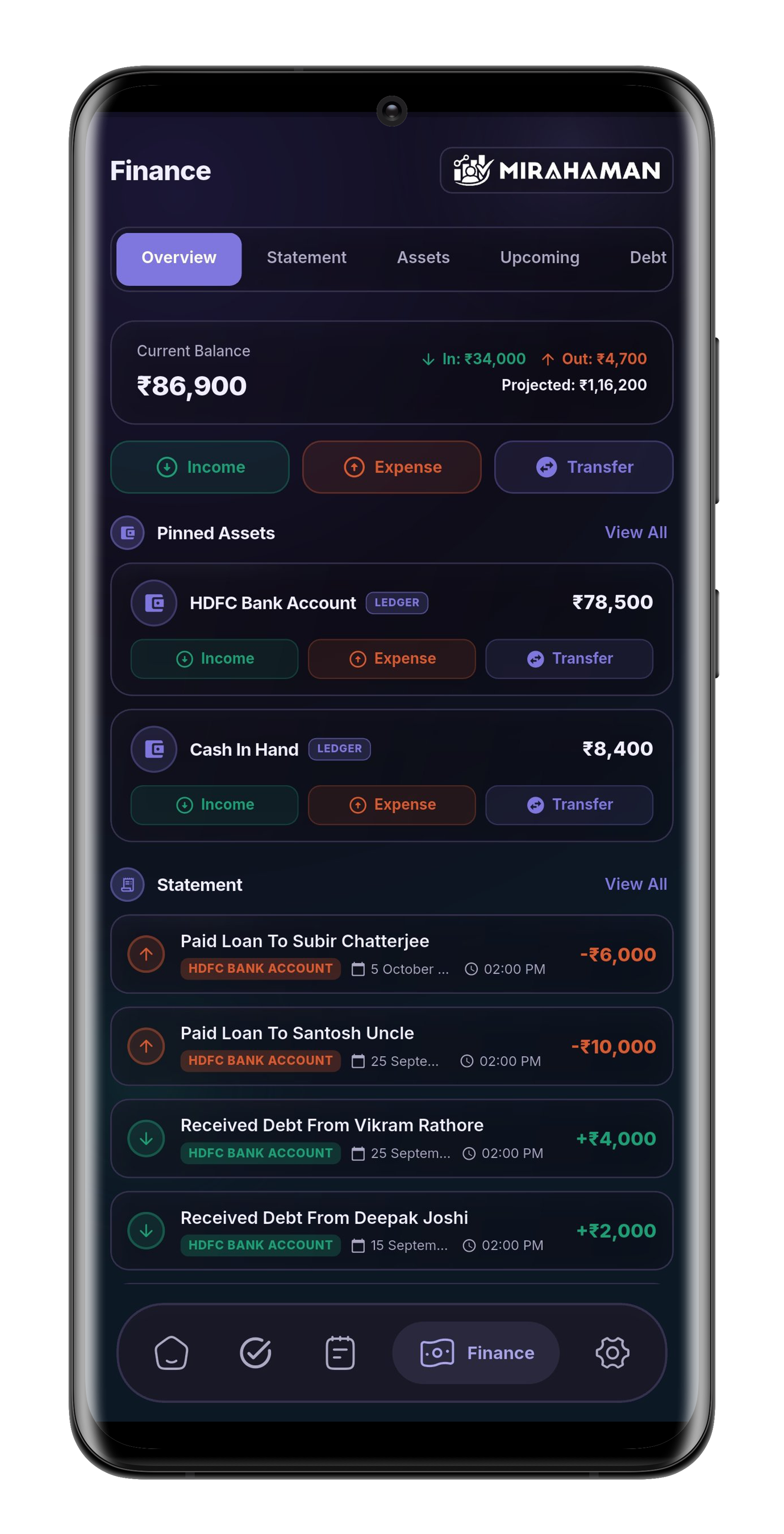 Finance Dashboard Screen